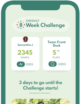 gx7 mobile app 8 weeks challenge screen